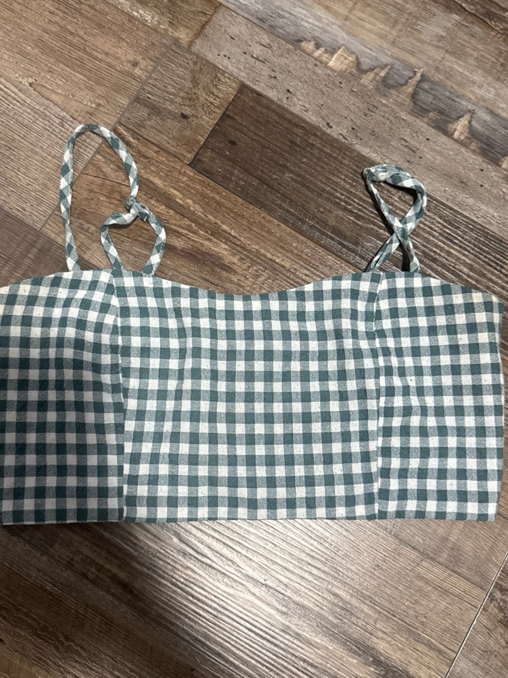White and green gingham crop top from brandy Melville
